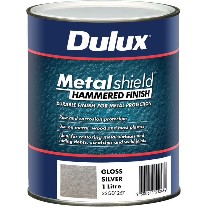 Dulux 1L Metalshield Hammered Finish Paint Silver