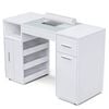 Ufurniture Manicure Table Nail Desk Electric Dust Collector Wrist Rest Drawers Shelves Cabinet Storage Rolling Wheels White