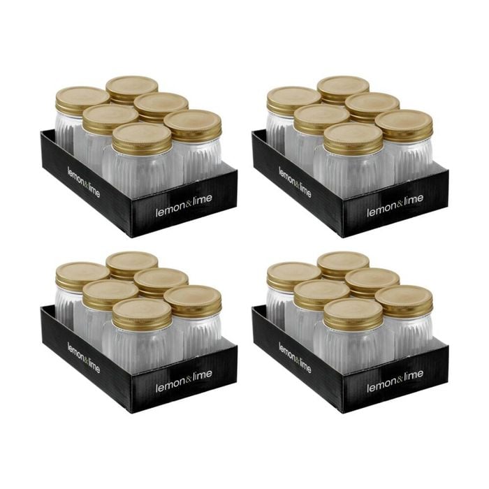 4x 6pc Lemon and Lime Roma Ribbed Conserve Jar 300ml Food Safe Kitchenware