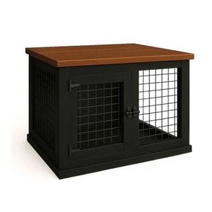 Paws and Willow Single Night Sky with Espresso Top Wooden Dog Crate Hinged Door with Mesh