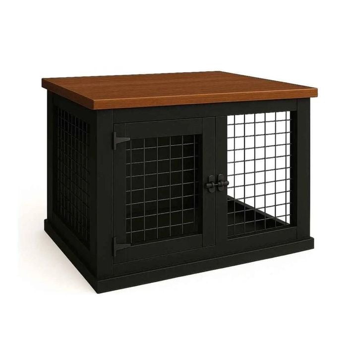 Paws and Willow Single Night Sky with Espresso Top Wooden Dog Crate Hinged Door with Mesh