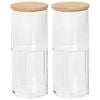 Harbour Housewares Reusable Plastic Stacking Bathroom Canisters with Bamboo Lid - Pack of 2