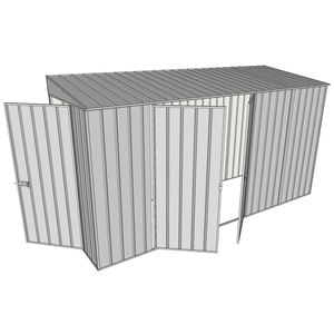 Build-A-Shed 1.2 x 3.7 x 2.0m Tunnel Shed Tunnel Hinged Door with Double Hinged Doors - Zinc