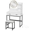 Ufurniture LED Dressing Table with Charging Station Rotating Mirror White& Black