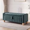 HOMFURN Green Velvet Storage Ottoman Bench with Ball Feet, Hidden Compartment, 150kg Capacity