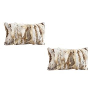 SOGA 2X 30cm Coffee Rabbit Fur Throw Pillows