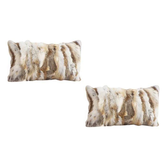 SOGA 2X 30cm Coffee Rabbit Fur Throw Pillows