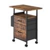 Advwin Mobile File Cabinet with Extended Desktop 2 Drawers & Fabric Side Bag Walnut