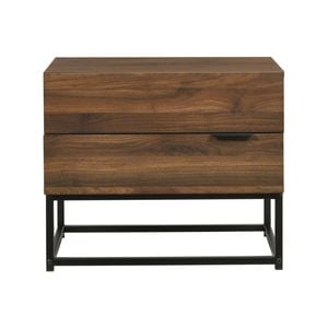 Design Square Lucia Nightstand Bedside Side Table W/ 2-Drawers - Walut