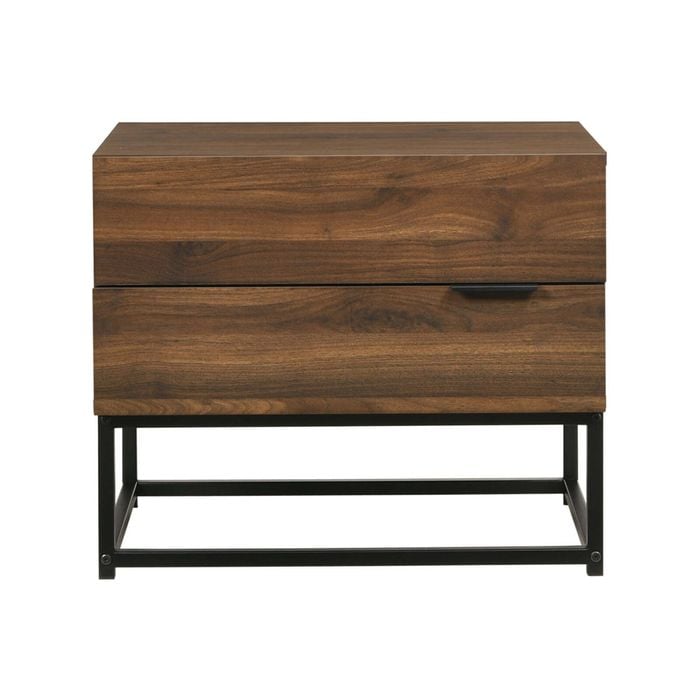 Design Square Lucia Nightstand Bedside Side Table W/ 2-Drawers - Walut