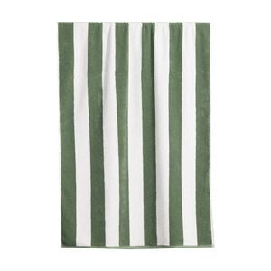 Canningvale Terry Pool/Beach Towel Cabana Stripe Olive Green 80x160cm