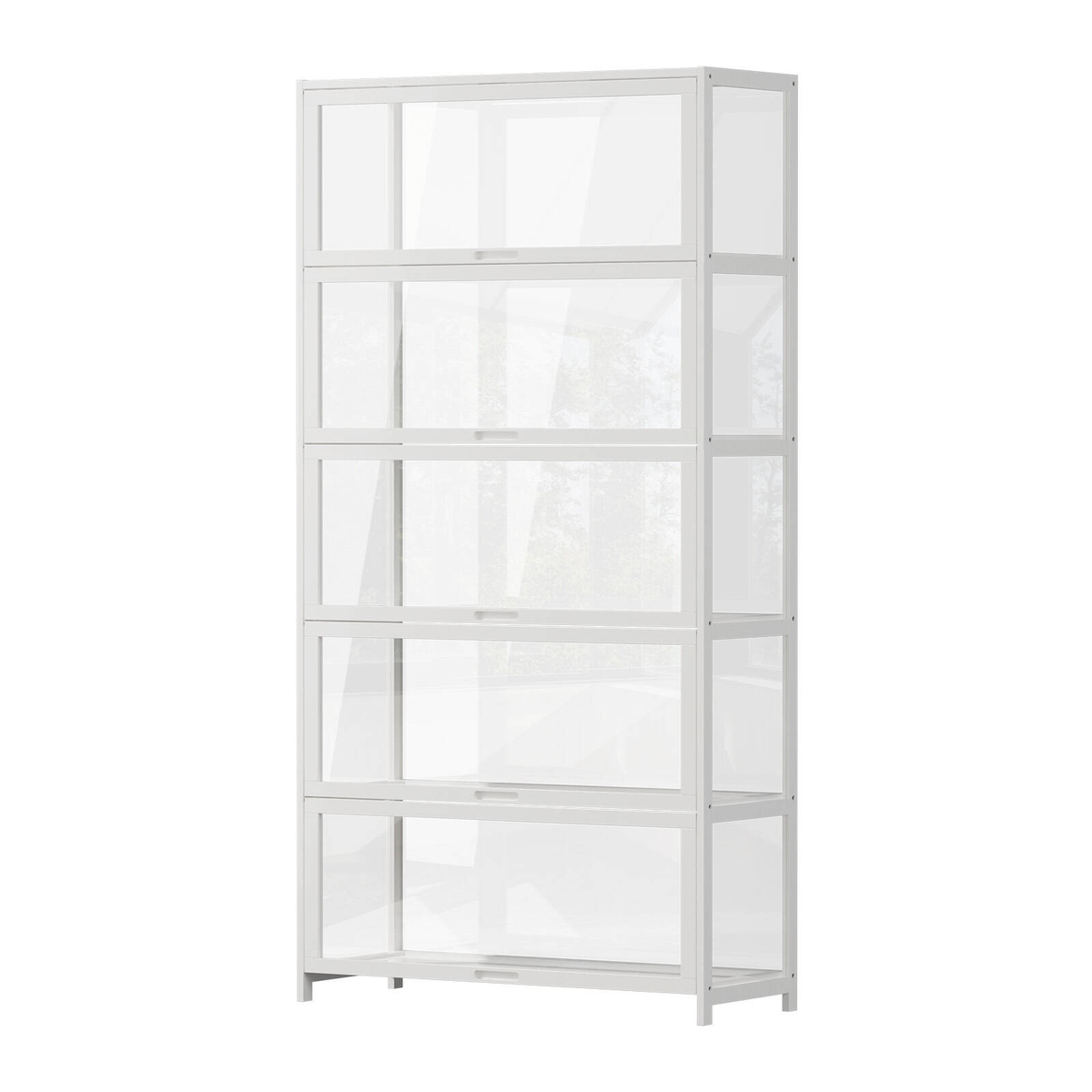 Oikiture Display Cabinet Storage 5-tier Shelves Tall Clear Bookcase ...