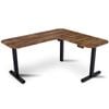 FORTIA Corner Standing Desk, 160x140cm, 72-118cm Sit, Electric Height Adjustable, Walnut Style Desktop/Black Frame