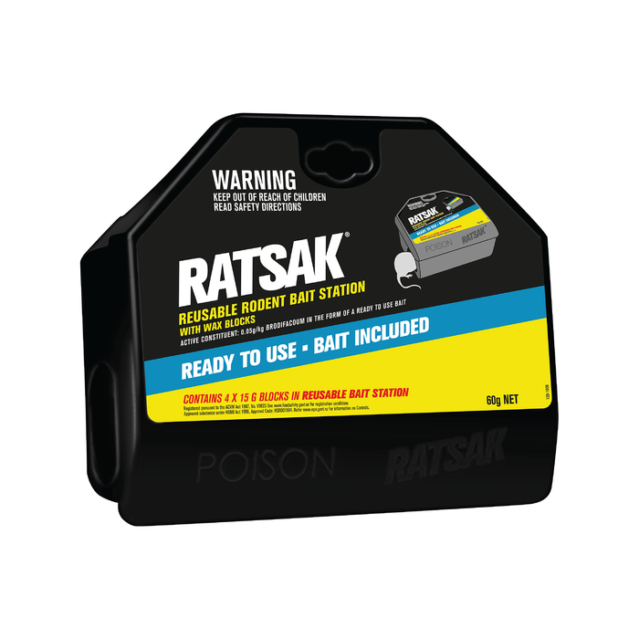 Ratsak Reusable Rodent Bait Station With 4 Wax Blocks