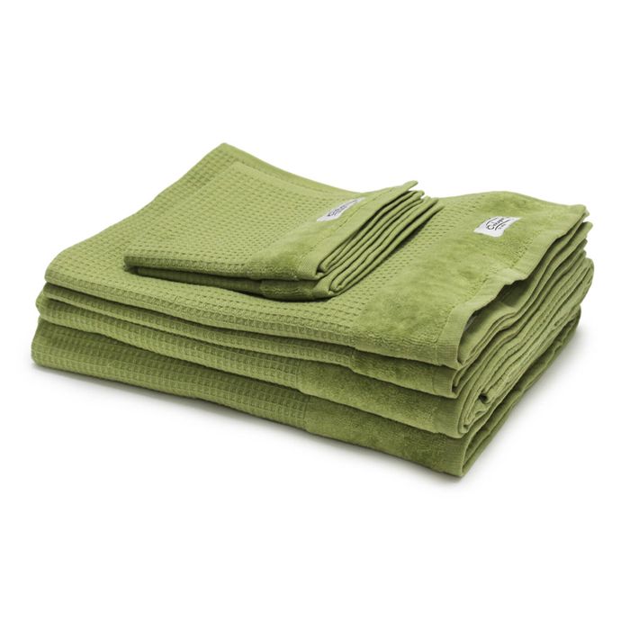 6pc Onkaparinga Mossman 100% Cotton Bath/Face/Hand Towel Bathroom Set Tarragon