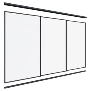 Lugna 2100 x 2701-3600mm Black Optiglass Panels Wardrobe Triple Sliding Doors