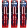 6pc Artline Fineline 220 Super Fine 0.2mm Line Width Work/school Writing Pen Red