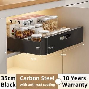 Kitchen Cabinet Pull Out Slide Drawer Shelf Organiser Rack Storage Holder Spices,No Drill Slide Out Drawers 35cm Black