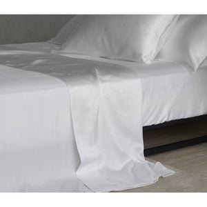 Bedding Co. Flat Sheet 100% Mulberry Silk 20 Momme White Single
