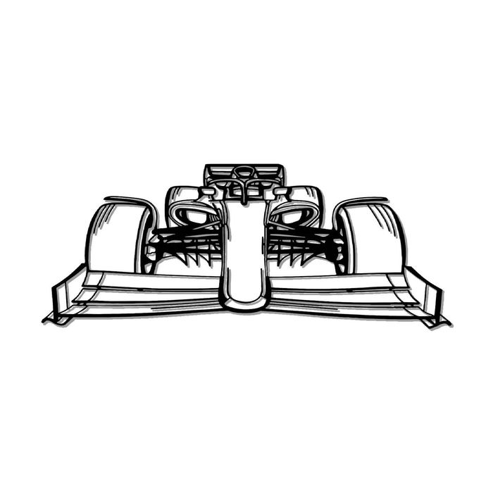 Ignite Laser Formula Race Car Front View Silhouette Metal Wall Art Rustic Metal 23.6" - 60 cm