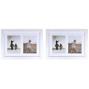 2PK Frankie & Me Wooden Collage 6x8'' Double Picture Frame Home Decor White