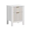Oikiture Modern Bedside Table Nightstand Drawer Shelf Door Cabinet White