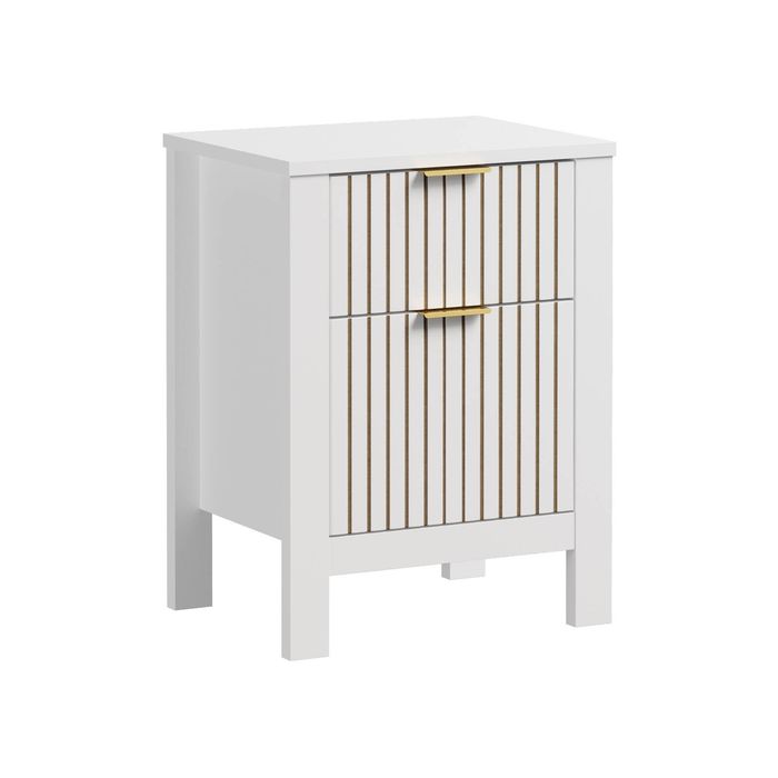 Oikiture Modern Bedside Table Nightstand Drawer Shelf Door Cabinet White