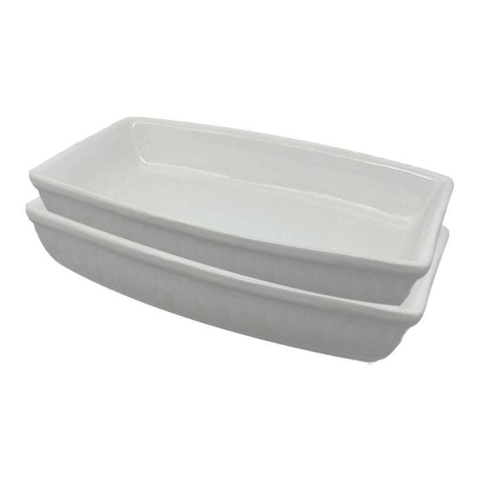 2pc Ceramic Rectangular Stoneware Kitchen Cooking Dishes