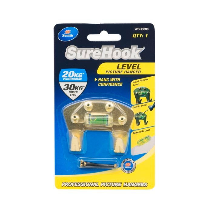 Zenith 20 / 30kg Brass Plated SureHook Level Picture Hanger