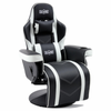 S*max Gaming Recliner Chair With Flip-up Footrest In Black And White Pu Leather – Gas Lift Height Adjustable