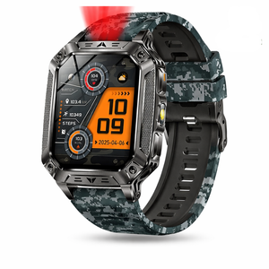 Smart Watch Men 1400mah Battery Outdoor Fitness Tracker Ip68 Waterproof Bluetooth Call Sos Flashlight Camouflage Blue