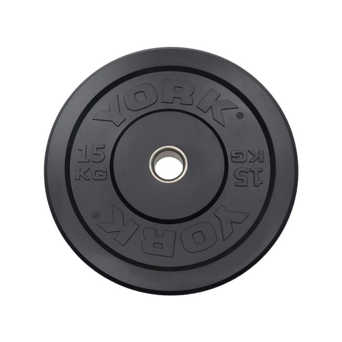 York 15KG Black Rubber Training Bumper Plate Single