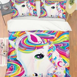 3D Color Unicorn 386 Bed Pillowcases Quilt King Size