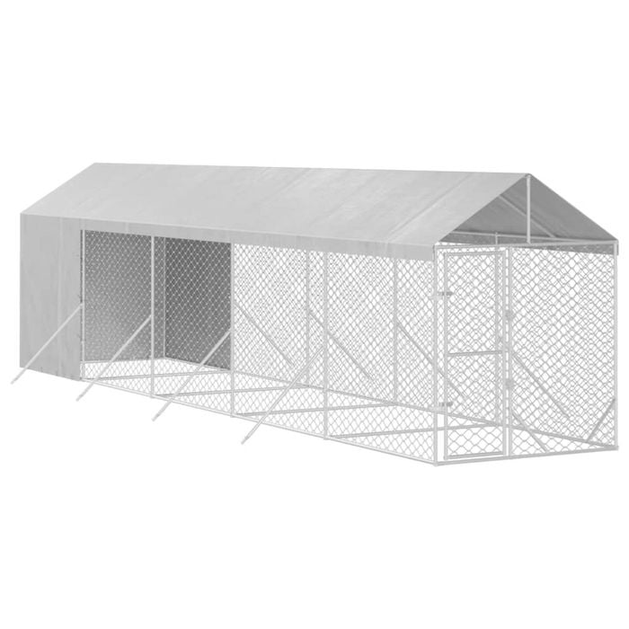 vidaXL Dog Kennel Outdoor Dog Crate Dog House with Roof Silver Galvanised Steel