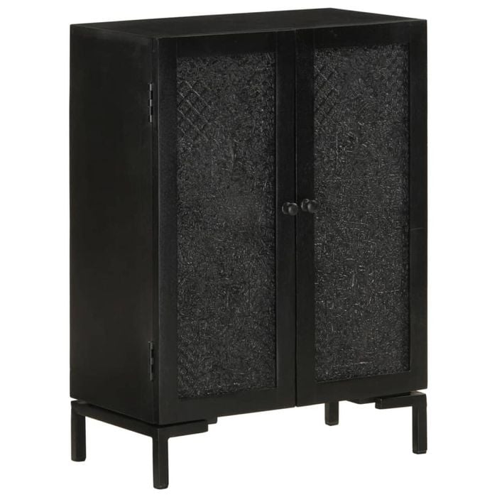 vidaXL Sideboard Buffet Storage Side Cabinet Black Hardwood Mango and Iron