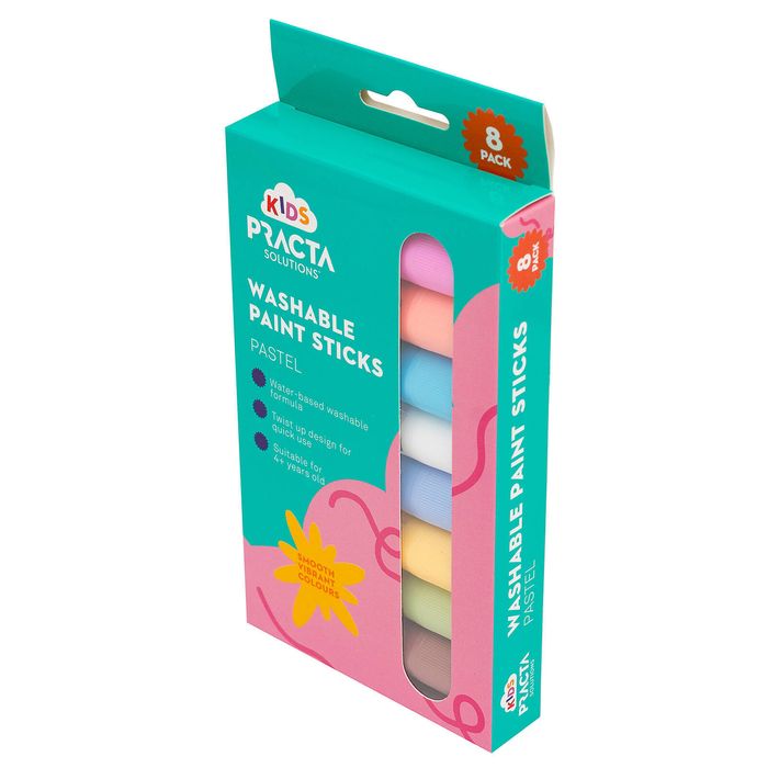 Practa Kids Pastel Washable Paint Sticks - 8 Pack