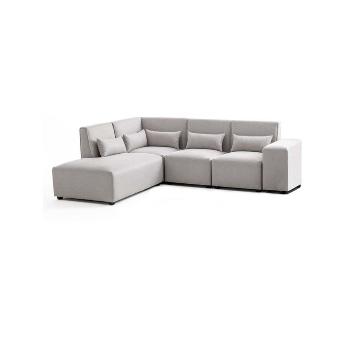 Foret 5 Seater Sofa Modular Corner Lounge Couch Fabric Left Chaise Ottoman Beige L Shape