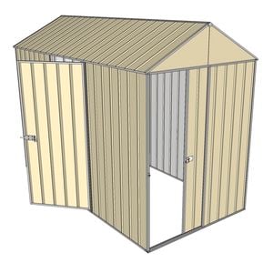 Build-a-Shed 1.5 x 3.0 x 2.3m Front Gable Dual Door Narrow Shed - Cream