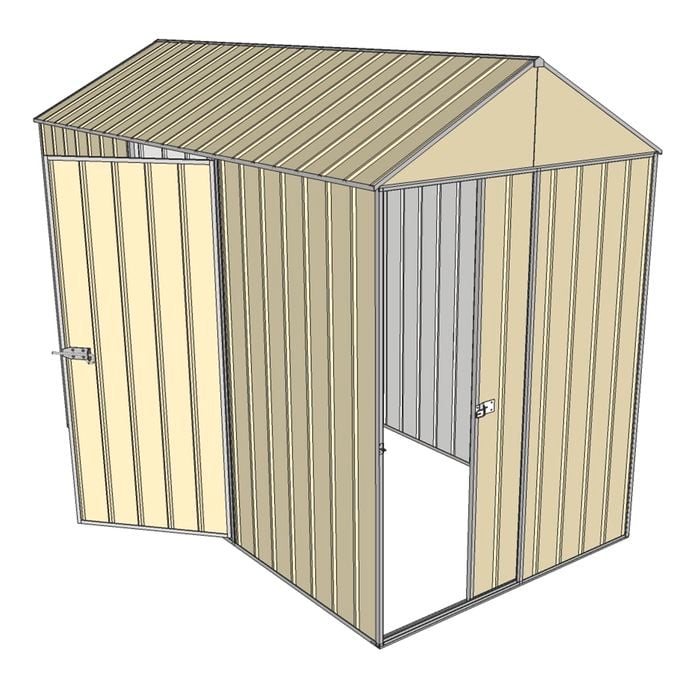 Build-a-Shed 1.5 x 3.0 x 2.3m Front Gable Dual Door Narrow Shed - Cream