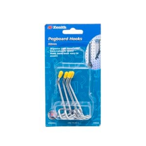 Zenith 50mm Zinc Plated Pegboard Hook - 4 Pack