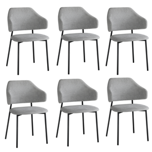 Oikiture 6PC Dining Chair Fabric Grey&Black