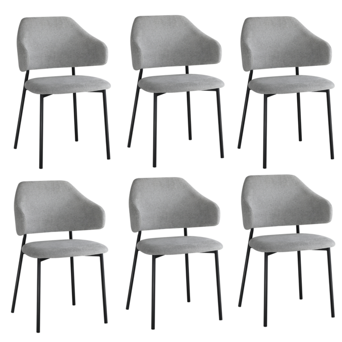 Oikiture 6PC Dining Chair Fabric Grey&Black