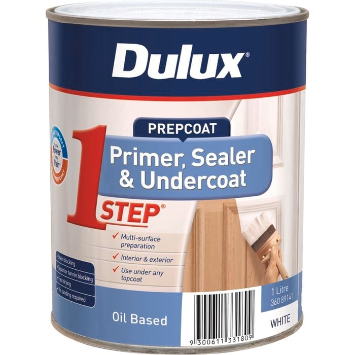 Dulux 1L Prepcoat 1Step Oil Based Primer, Sealer & Undercoat White