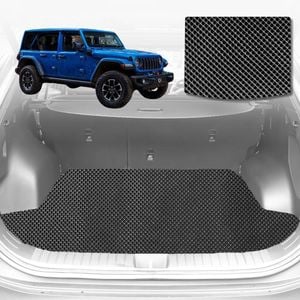 6D Diamond Car Boot Mat for Jeep Wrangler (4-Door JL)2018-Current-with speaker-Cargo Mat-Black-Outback GT