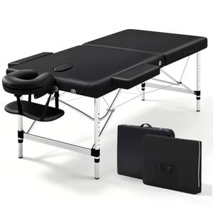 Zenses 75cm Portable Aluminium Massage Table 2 Fold Black Treatment Beauty