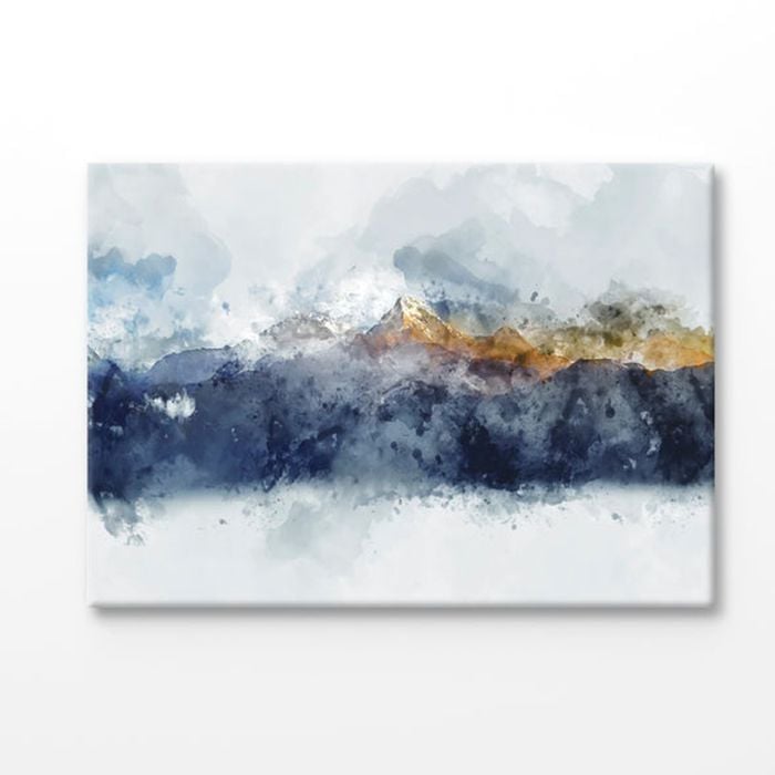Watercolor Golden Mountains Art Print 100% Australian Made 75x50cm (Stretched Canvas)