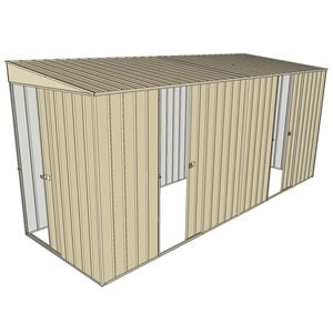Build-a-Shed 1.5 x 4.5 x 2m Sliding Door Tunnel Shed with 2 Sliding Side Doors - Cream
