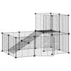 vidaXL 20-Panel Pet Cage Pet Playpen Animal Enclosure with Door Black Steel