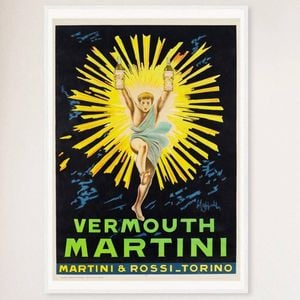 Galrie Vintage Vermouth Martini Rossi Torino Advertising Poster for Home Decor, White Frame, 50 x 70cm (20 x 28inch)