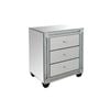 Bed Side Table Silver Colour Mirror Crystal Beads 3 Drawers